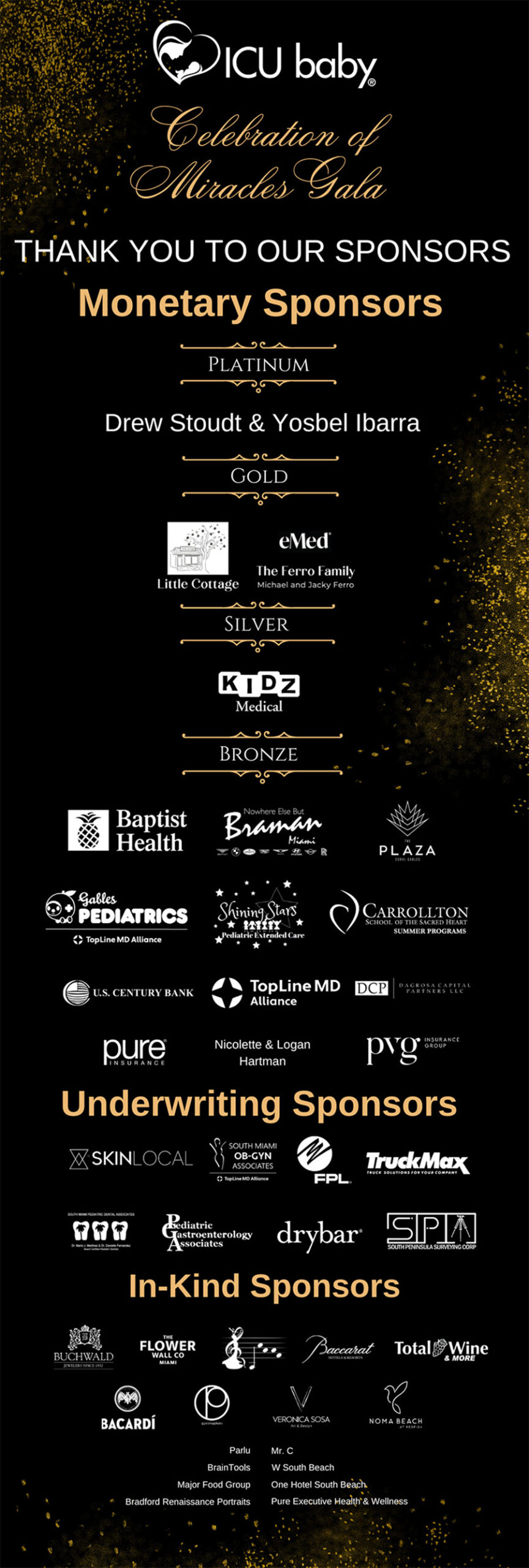 Thank You to Our Celebrations of Miracles Sponsors